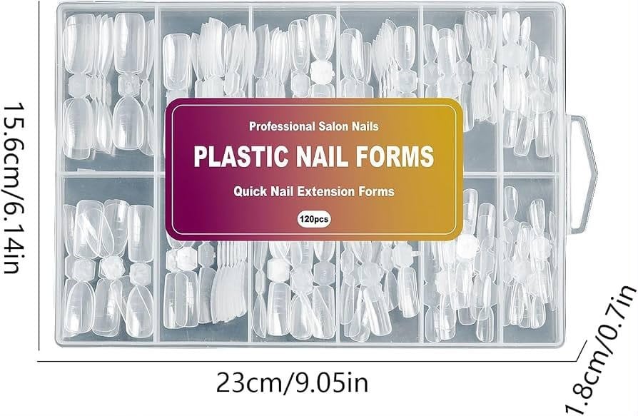 Dual Form Çift Tırnak Şablonu 120'li Set - Kolay Protez Tırnak Uzatma Kalıbı