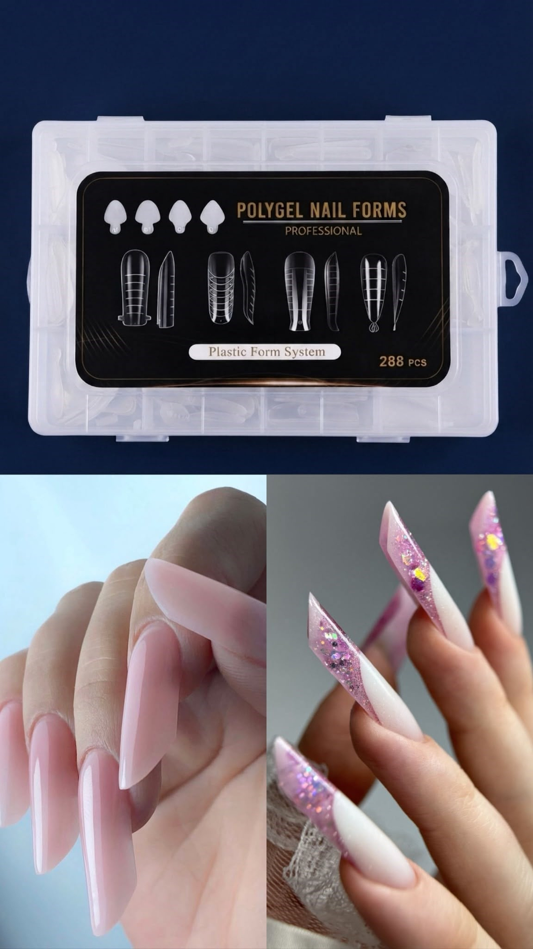 Protez Tırnak Kalıcı Oje  Polygel Nail Forms (Plastic Form System - 288 Adet)
