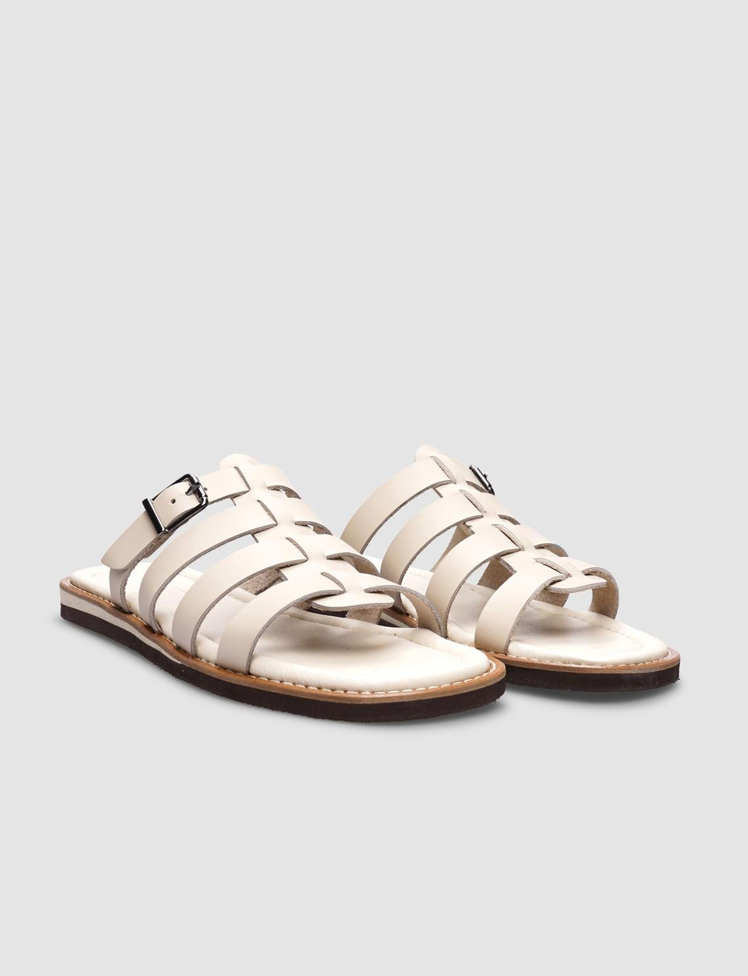 % 100 Hakiki Deri Bej Kadın Terlik