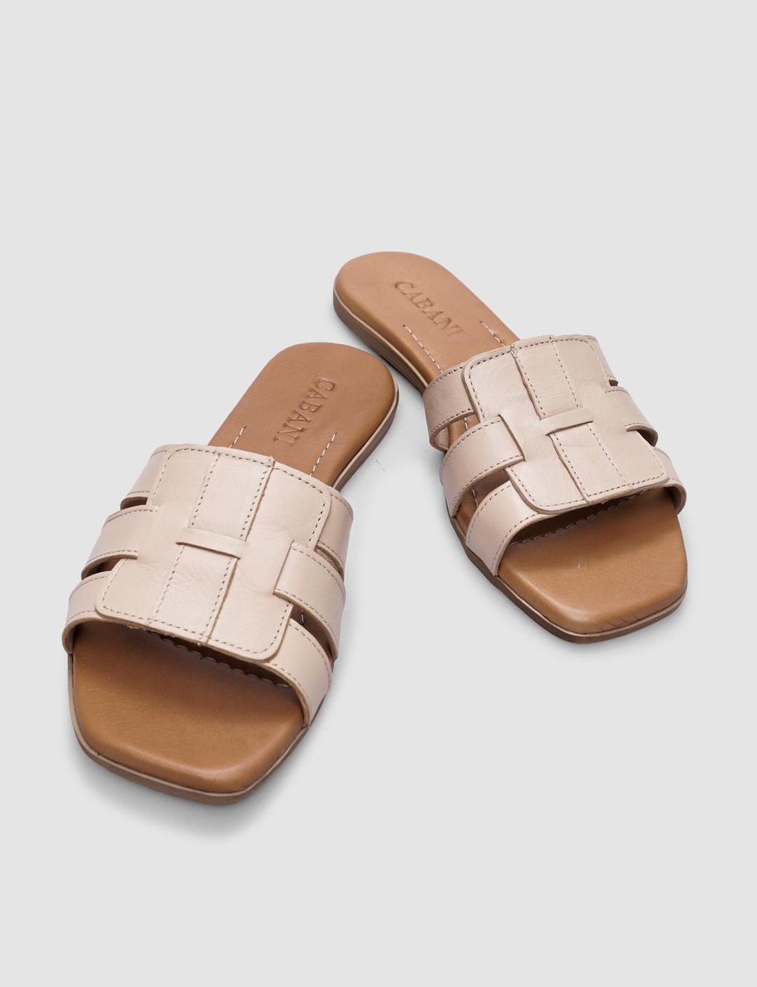 % 100 Hakiki Deri Bej Kadın Terlik