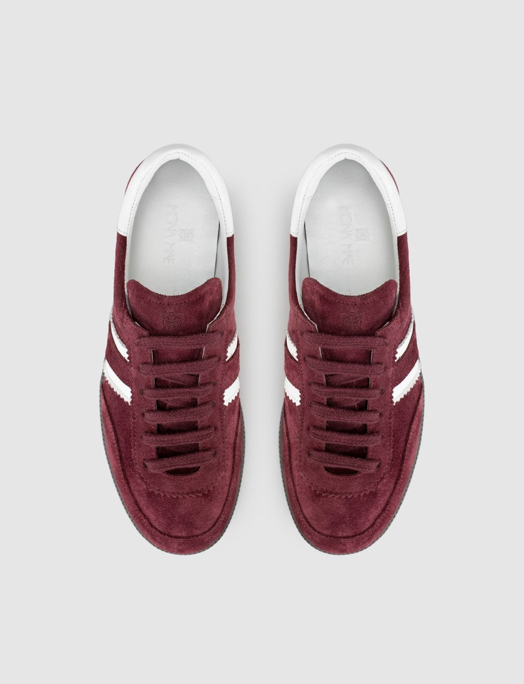 Cabani Women 100% Genuine Leather Burgundy Lace-Up Sneakers