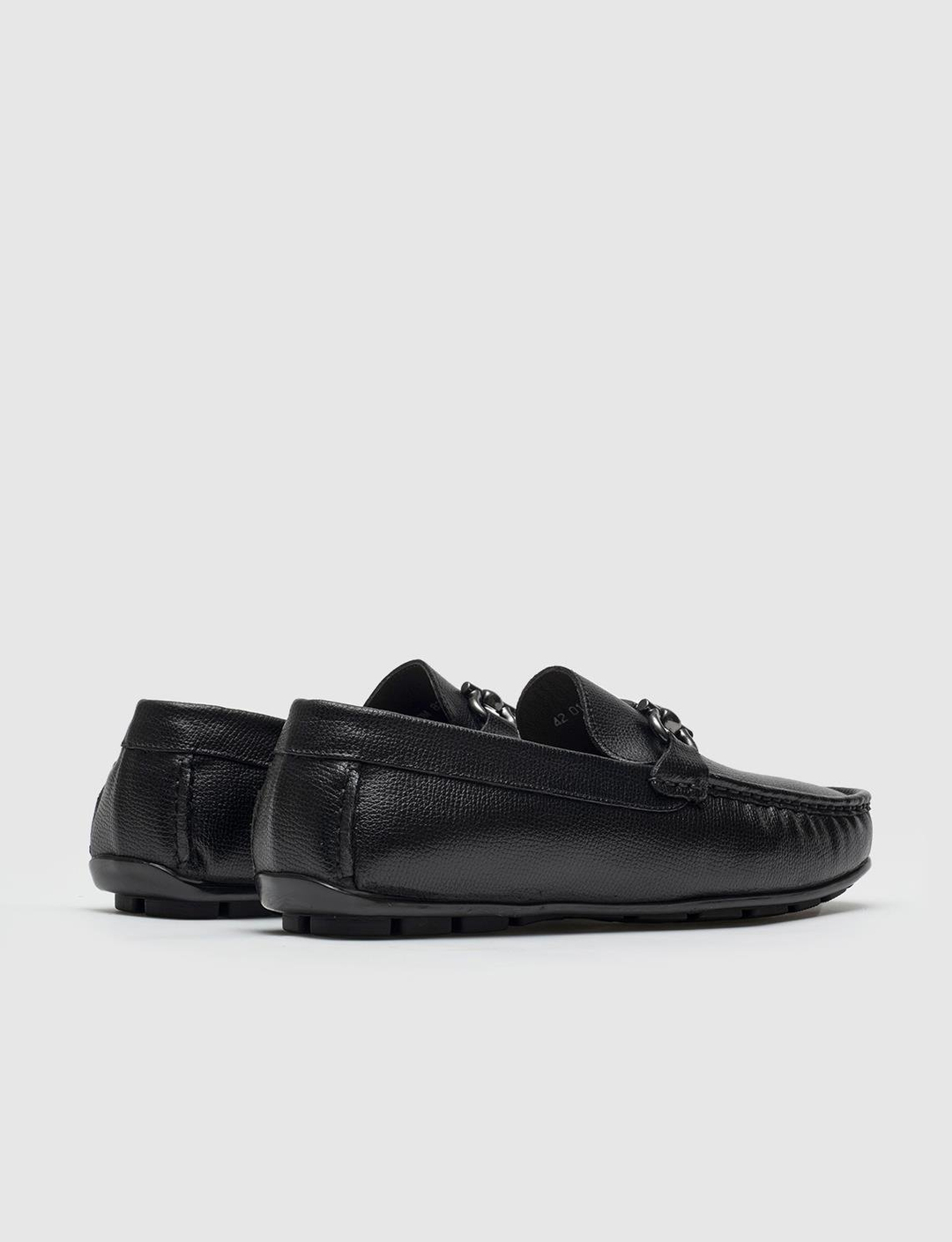 Men Black Genuine Leather Moc Toe Bit Loafers