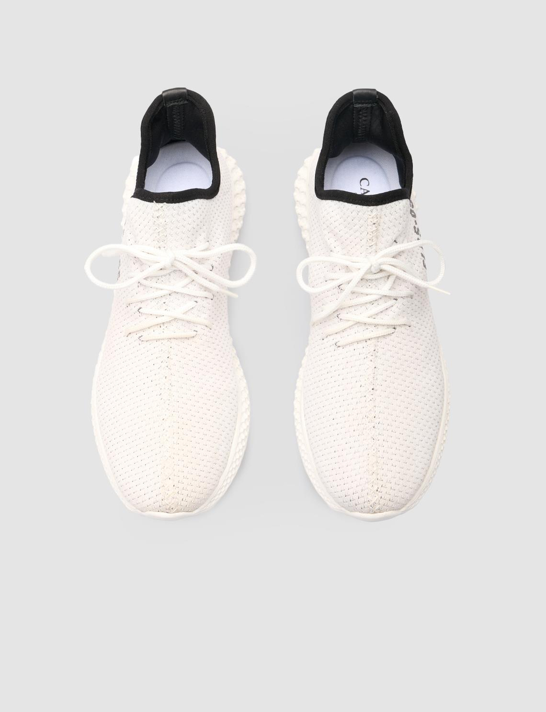 Men White Knit Lace Up Sneakers