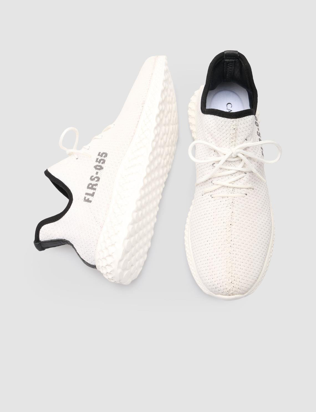 Men White Knit Lace Up Sneakers