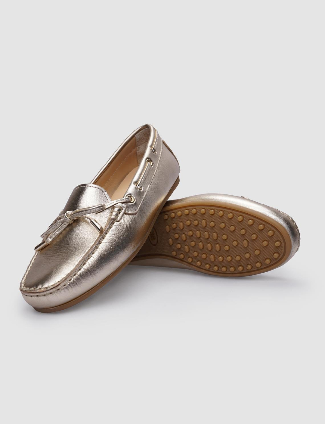 %100 Hakiki Deri Altın Rengi Kadın Ayakkabı