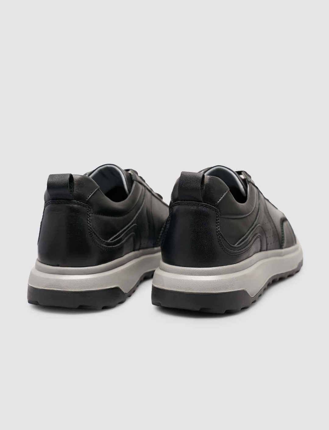 %100 Hakiki Deri Bağıcıklı Siyah Erkek Sneaker