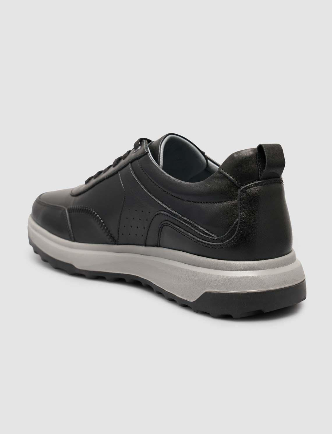 %100 Hakiki Deri Bağıcıklı Siyah Erkek Sneaker