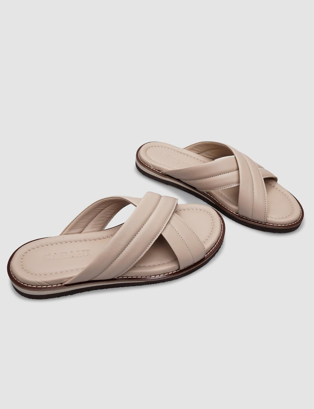 %100 Hakiki Deri Bej Erkek Terlik