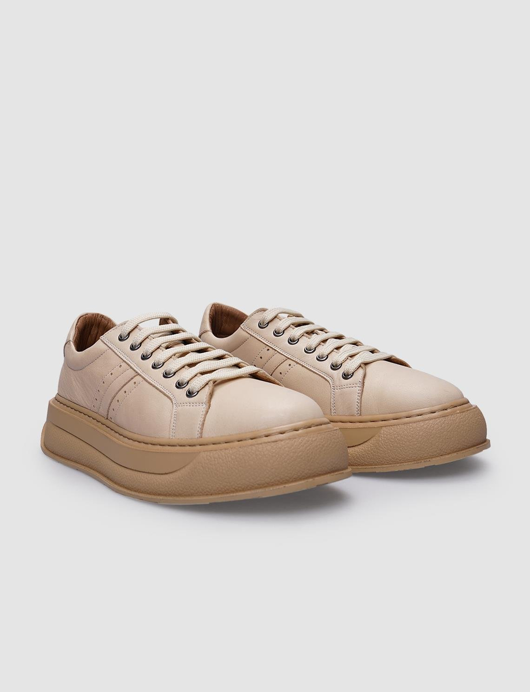 %100 Hakiki Deri Bej Kadın Ayakkabı