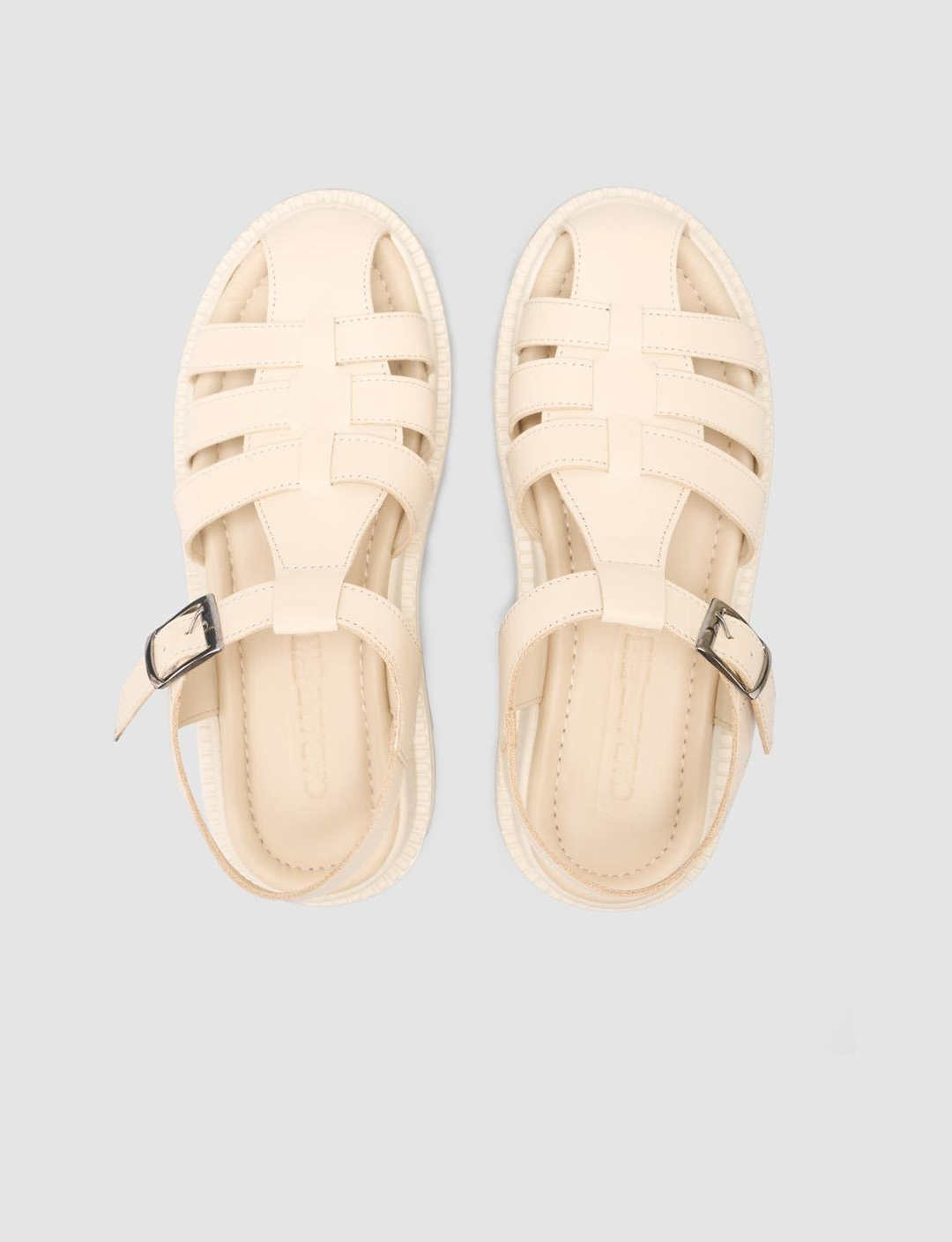 %100 Hakiki Deri Bej Kadın Sandalet