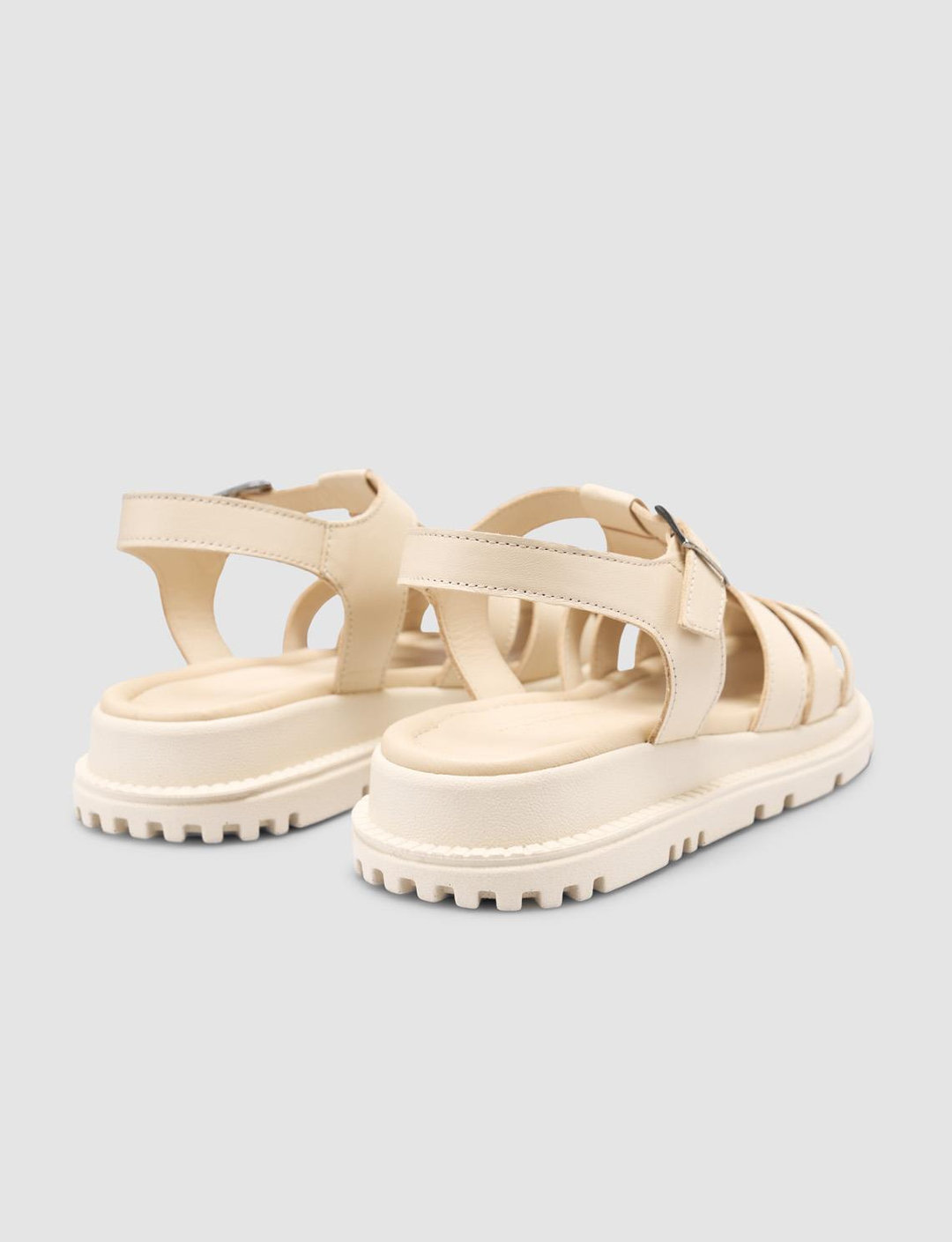 %100 Hakiki Deri Bej Kadın Sandalet