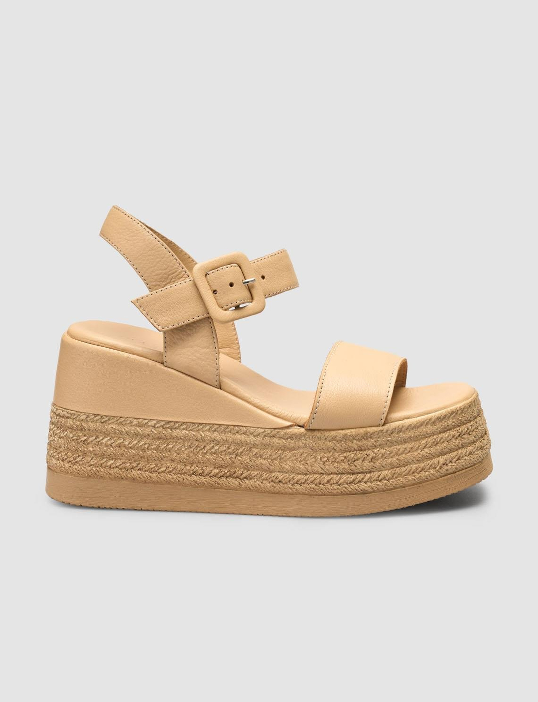 %100 Hakiki Deri Bej Kadın Sandalet