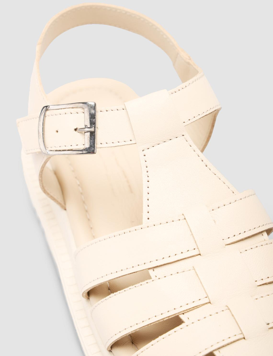 %100 Hakiki Deri Bej Kadın Sandalet