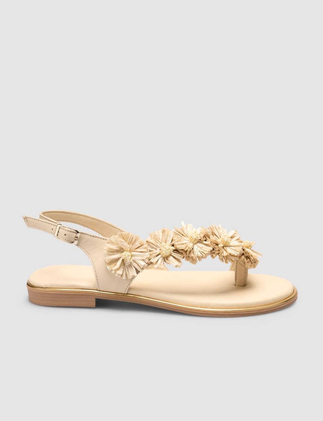 %100 Hakiki Deri Bej Kadın Sandalet