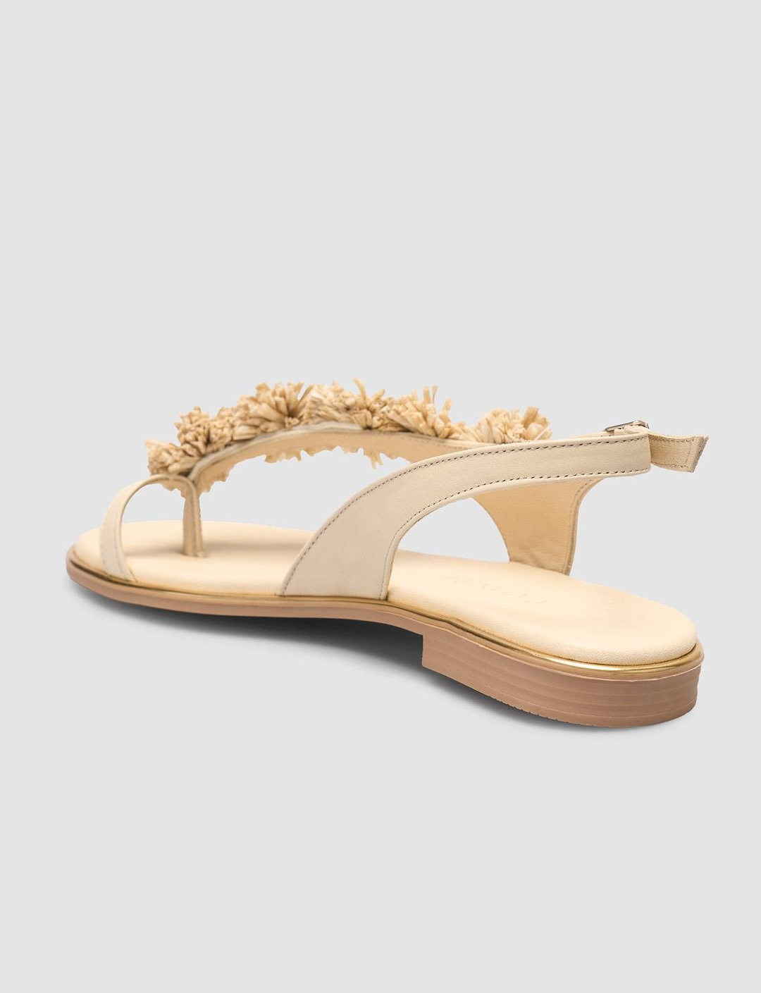 %100 Hakiki Deri Bej Kadın Sandalet