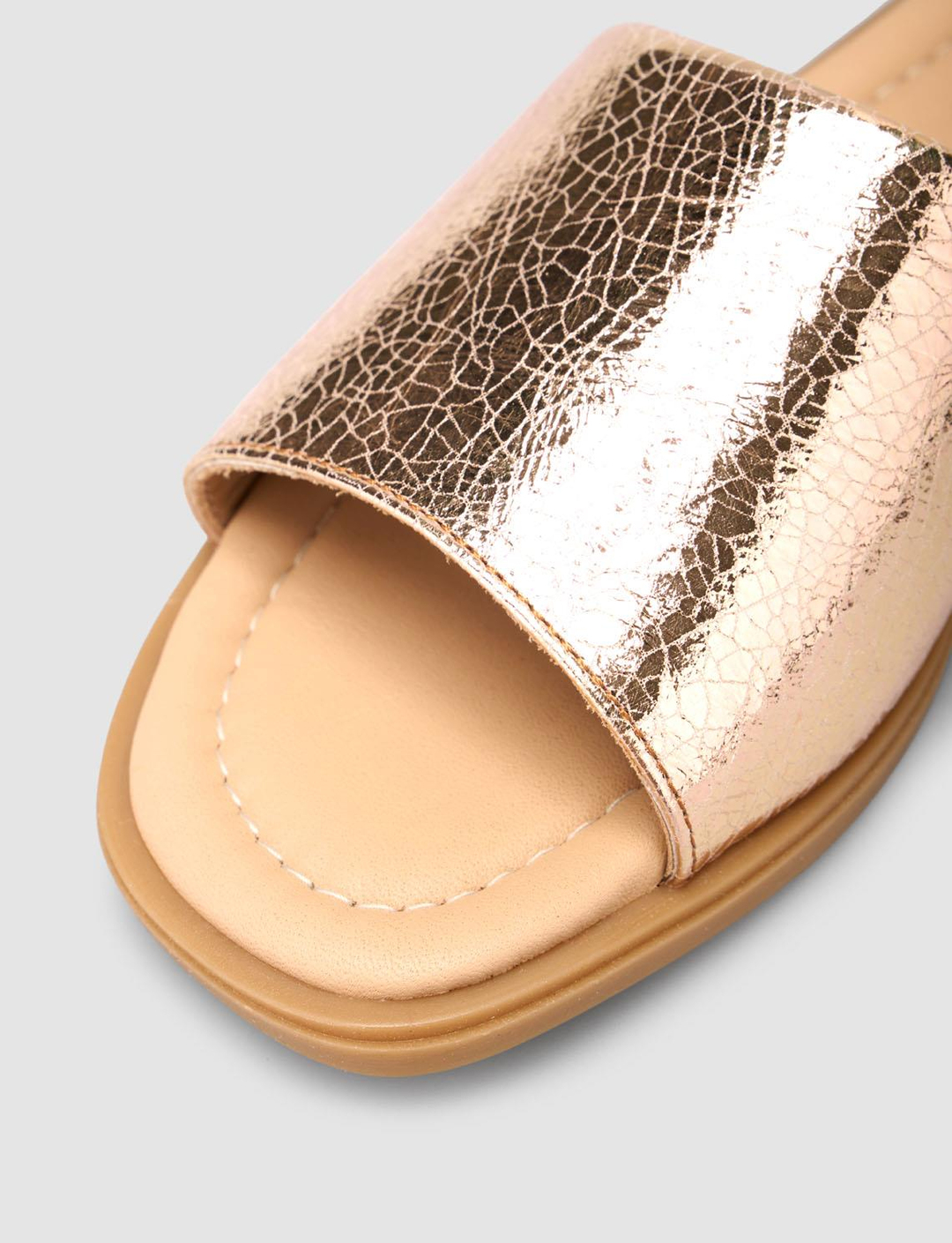 %100 Hakiki Deri Bej Kadın Terlik