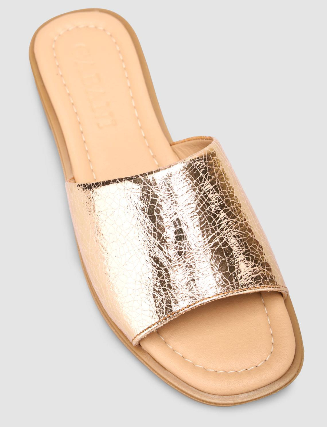 %100 Hakiki Deri Bej Kadın Terlik