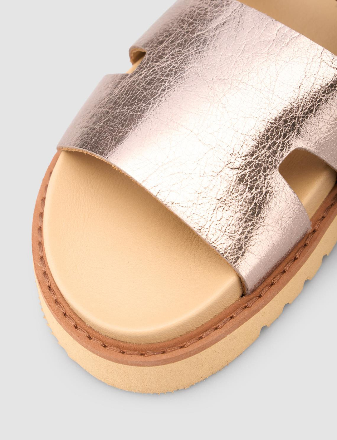 %100 Hakiki Deri Bronz Kadın Terlik