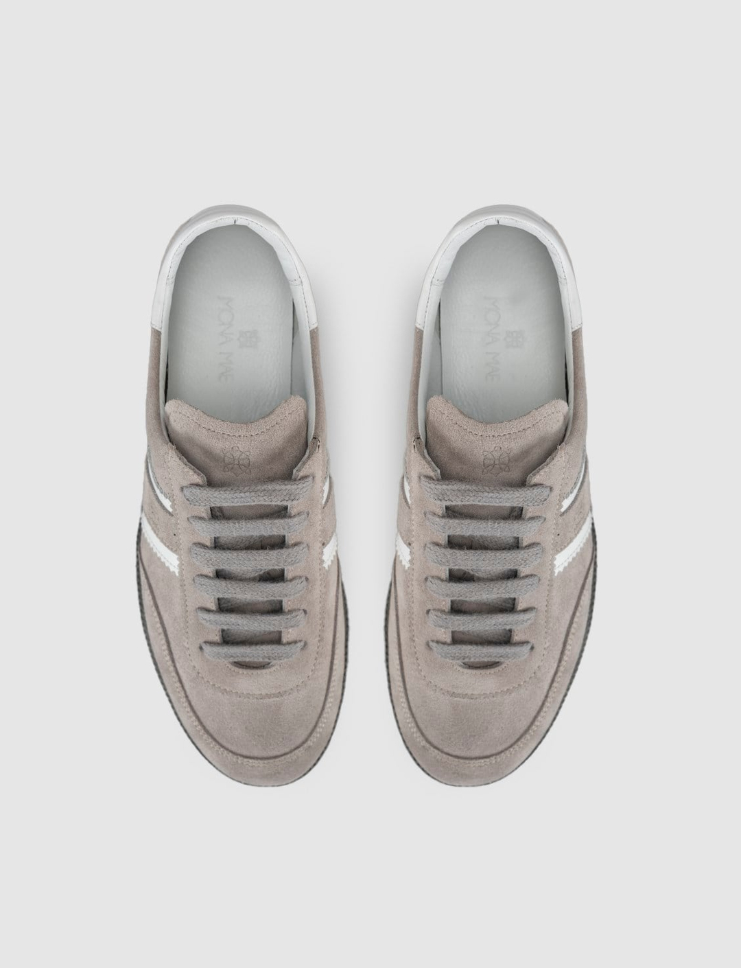 %100 Hakiki Deri Gri Bağcıklı Kadın Sneaker