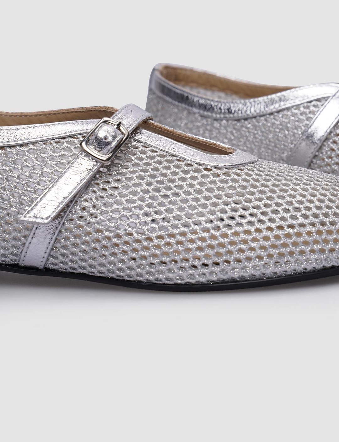 %100 Hakiki Deri Gri Kadın Babet