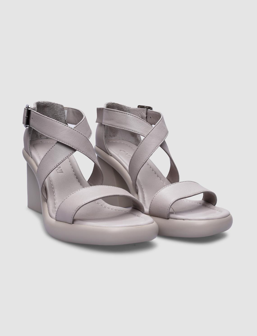 %100 Hakiki Deri Gri Kadın Sandalet