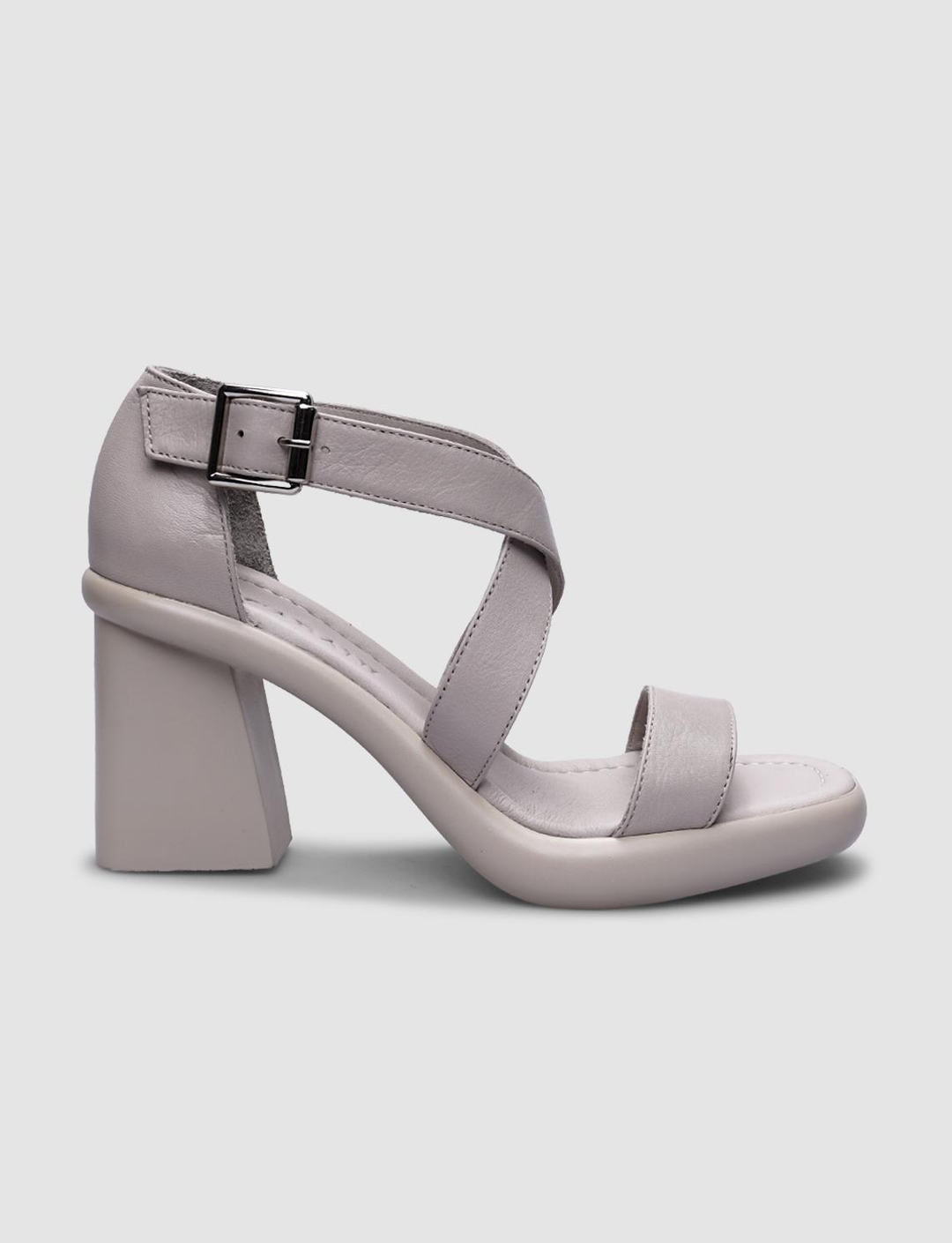 %100 Hakiki Deri Gri Kadın Sandalet