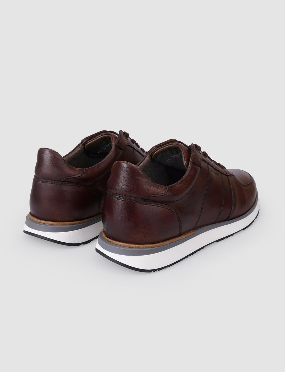 %100 Hakiki Deri Kahverengi Bağcıklı Erkek Spor Ayakkabı