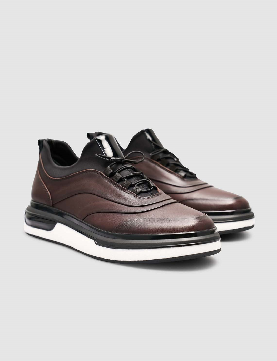 %100 Hakiki Deri Kahverengi Erkek Günlük Sneaker