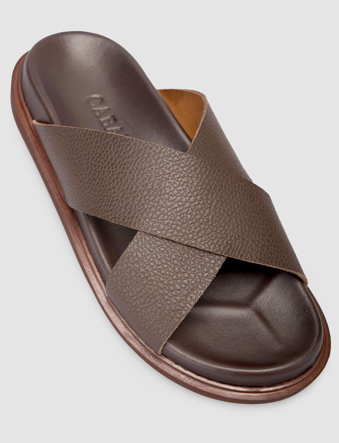 %100 Hakiki Deri Kahverengi Erkek Terlik