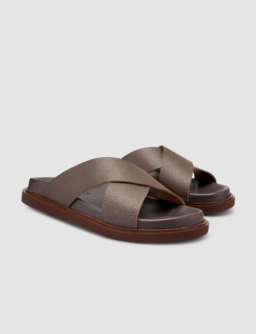 %100 Hakiki Deri Kahverengi Erkek Terlik