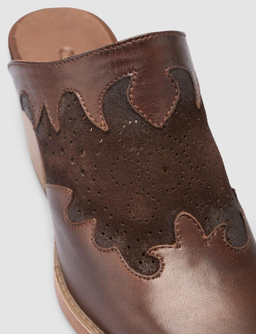 %100 Hakiki Deri Kahverengi Kadın Terlik