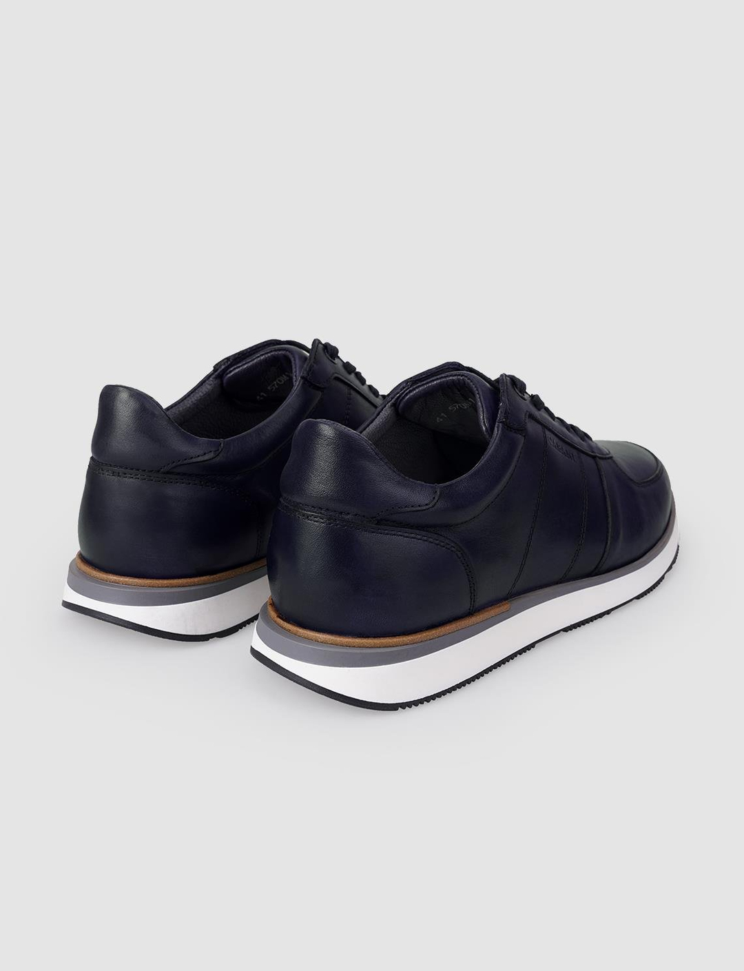 %100 Hakiki Deri Lacivert Bağcıklı Erkek Spor Ayakkabı