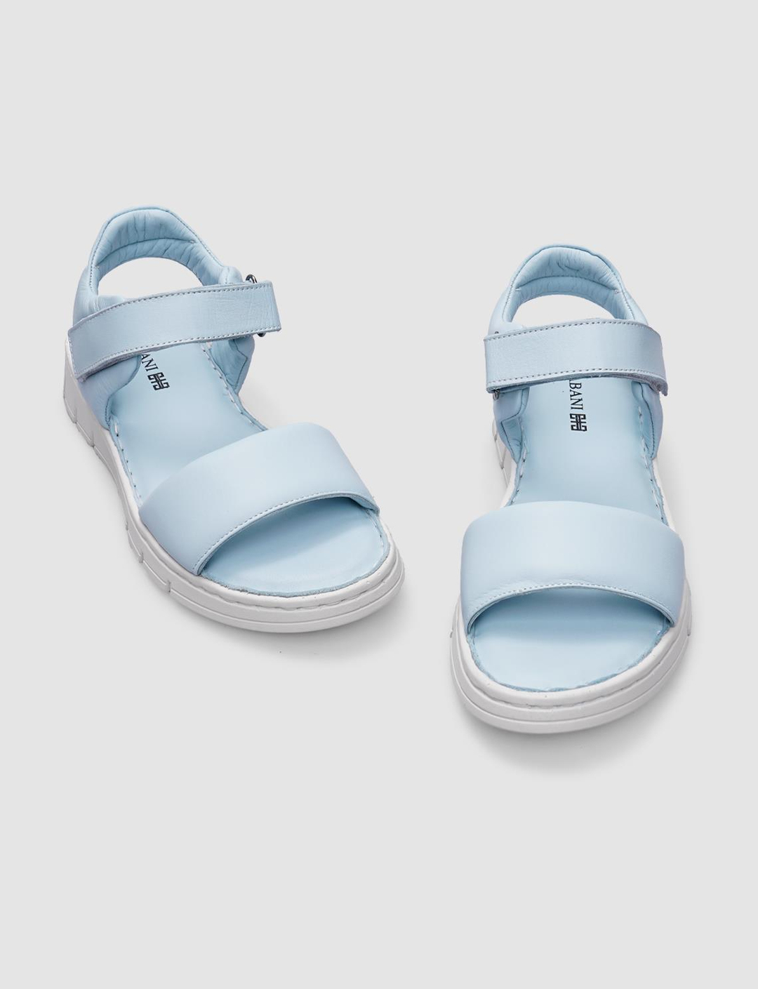 %100 Hakiki Deri Mavi Kadın Sandalet