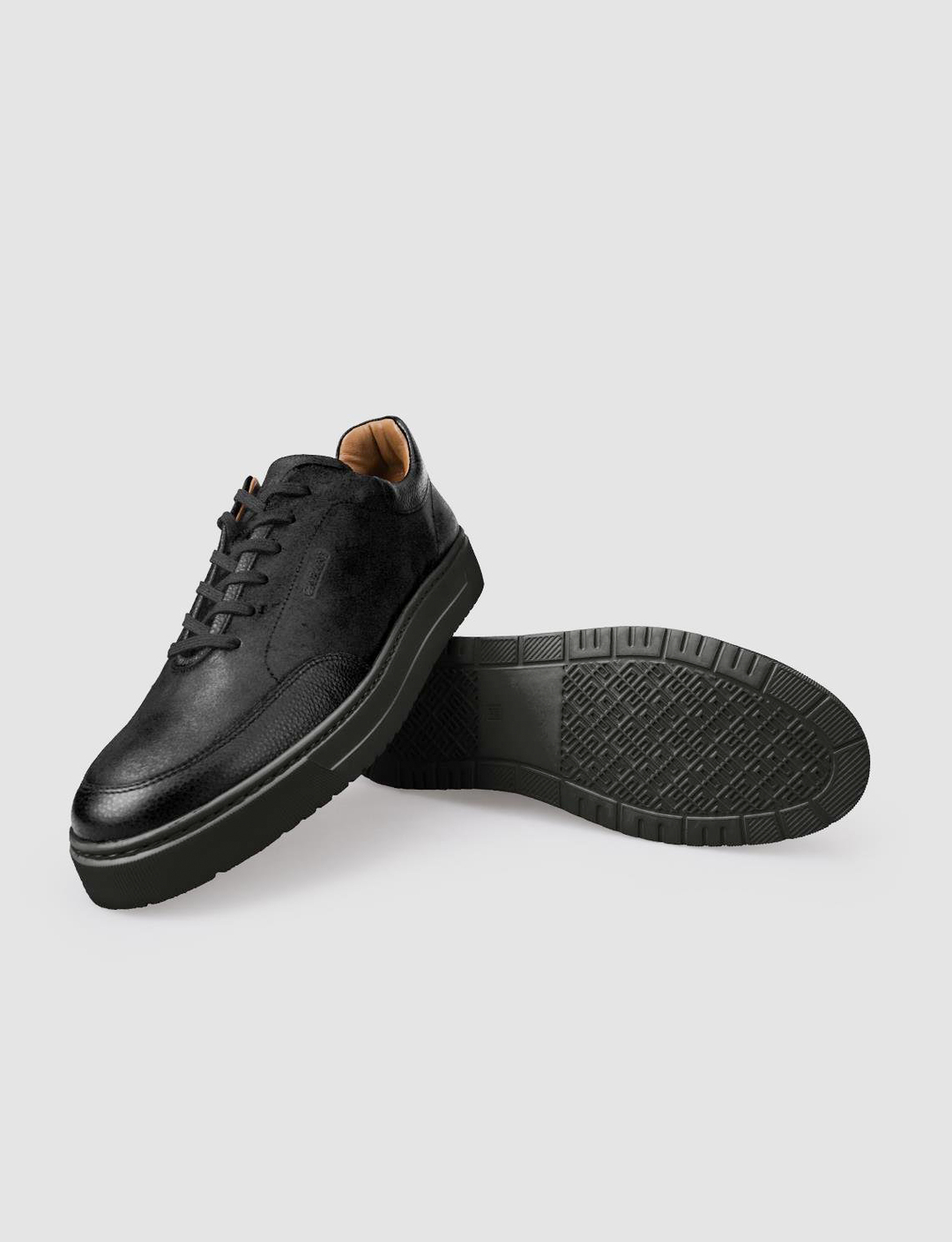 %100 Hakiki Deri Siyah Bağcıklı Erkek Spor Ayakkabı