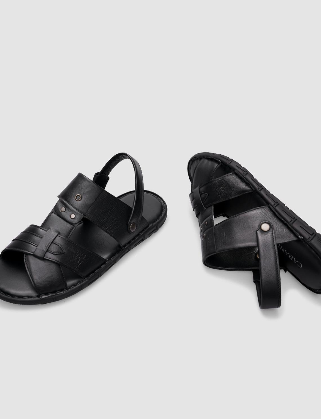 %100 Hakiki Deri Siyah Erkek Sandalet