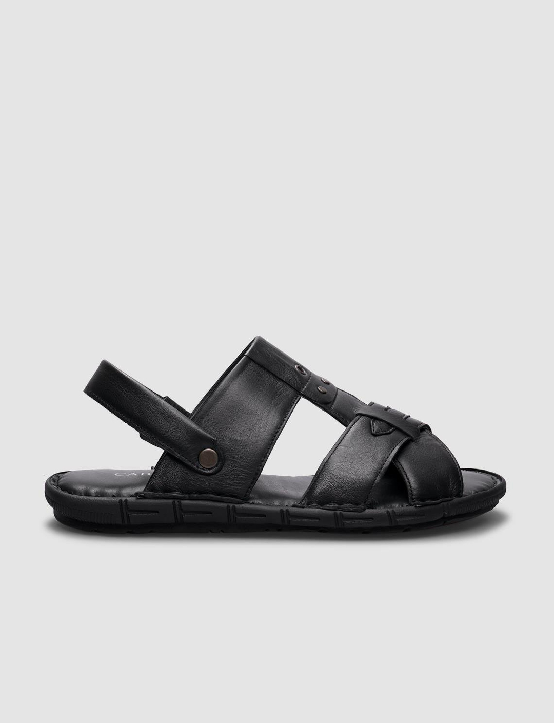 %100 Hakiki Deri Siyah Erkek Sandalet