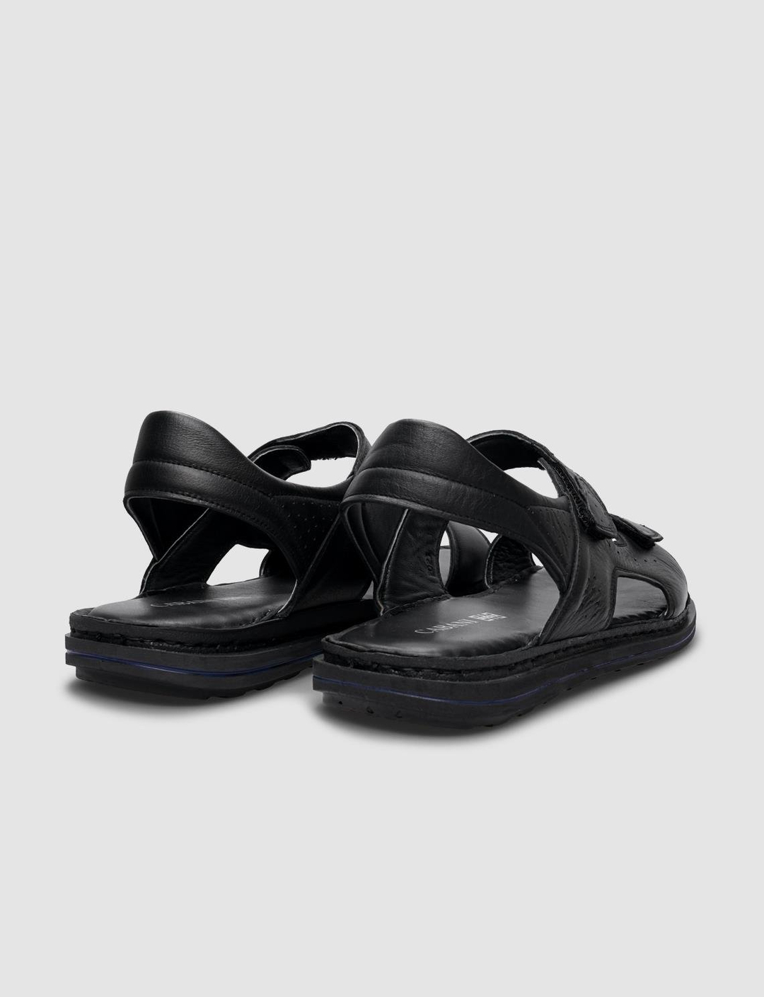 %100 Hakiki Deri Siyah Erkek Sandalet