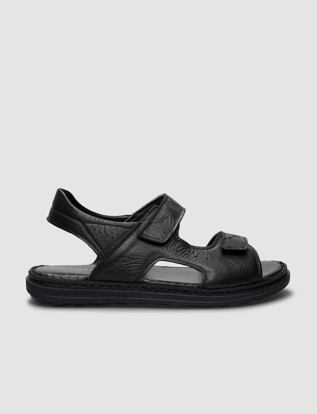 %100 Hakiki Deri Siyah Erkek Sandalet