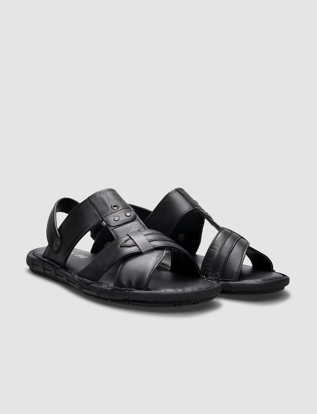 %100 Hakiki Deri Siyah Erkek Sandalet