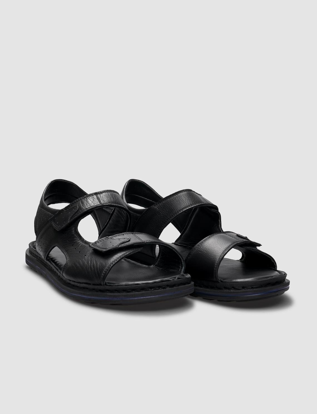 %100 Hakiki Deri Siyah Erkek Sandalet