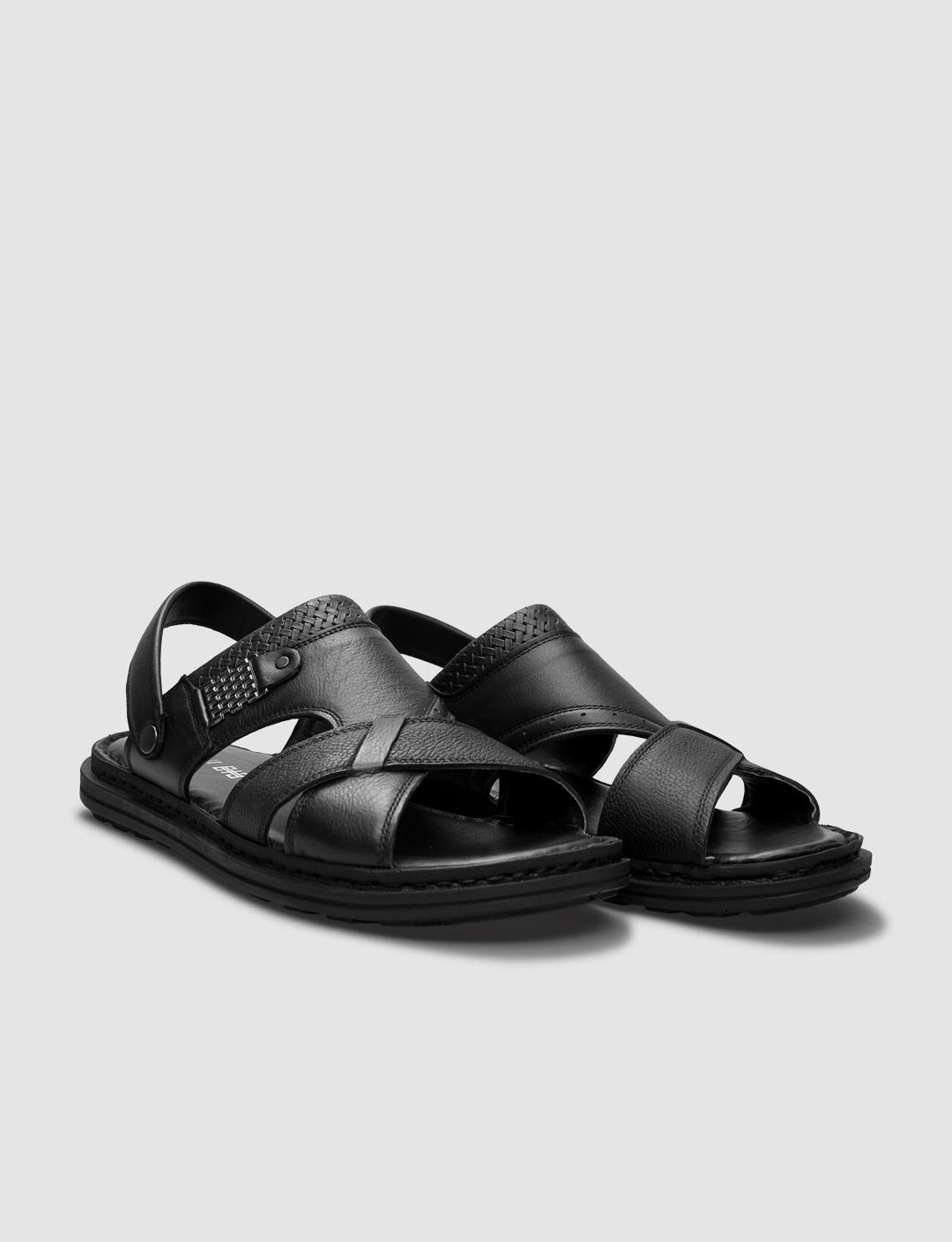 %100 Hakiki Deri Siyah Erkek Sandalet