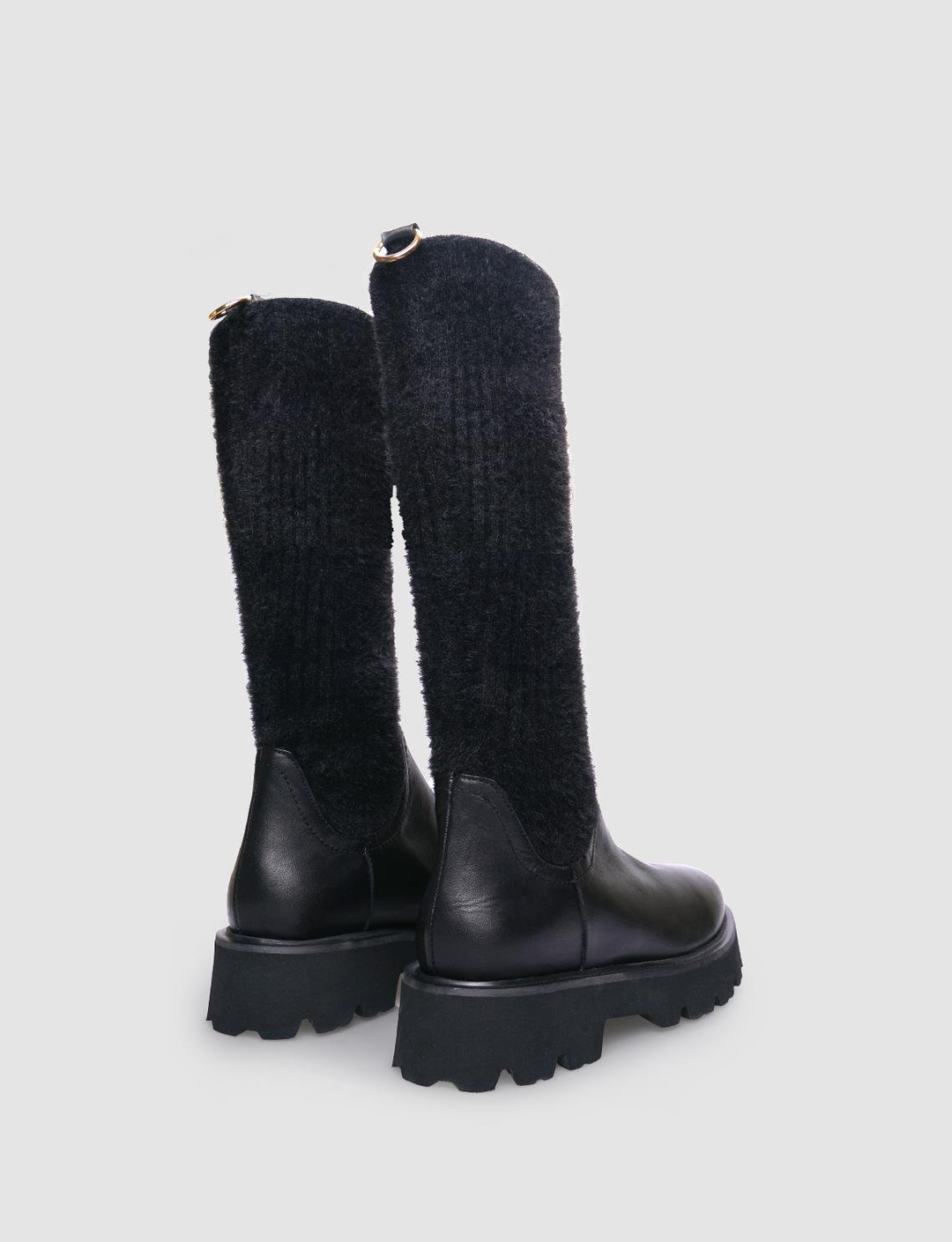 %100 Hakiki Deri Siyah Kadın Dizaltı Günlük Çizme