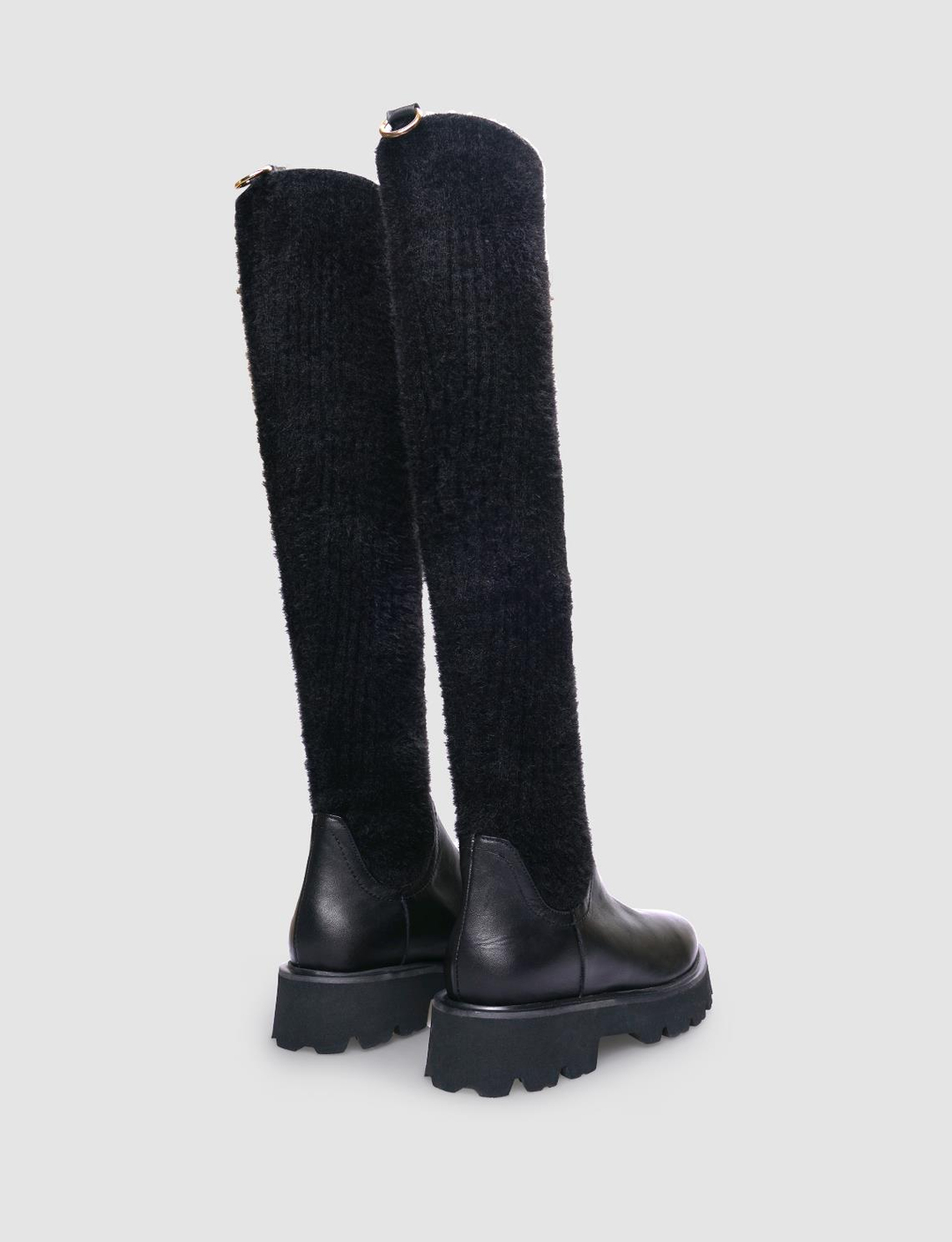 %100 Hakiki Deri Siyah Kadın Dizüstü Günlük Çizme