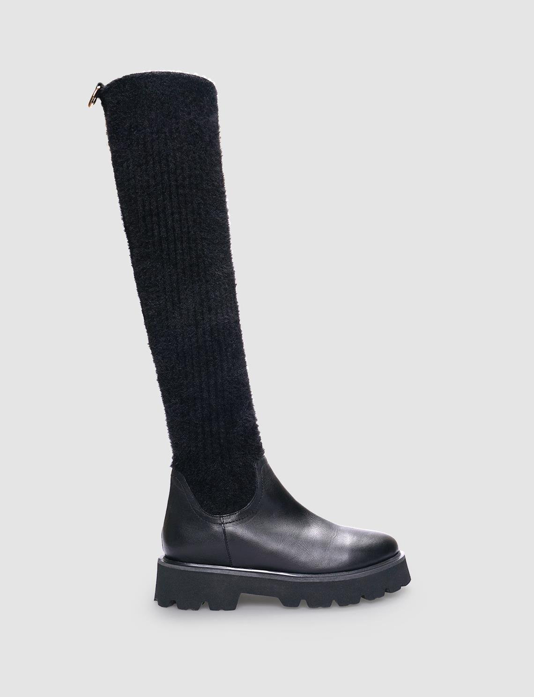 %100 Hakiki Deri Siyah Kadın Dizüstü Günlük Çizme