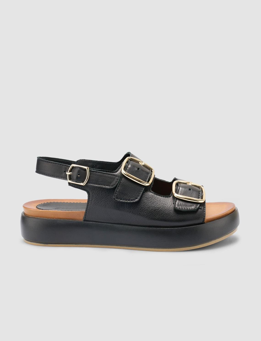 %100 Hakiki Deri Siyah Kadın Sandalet