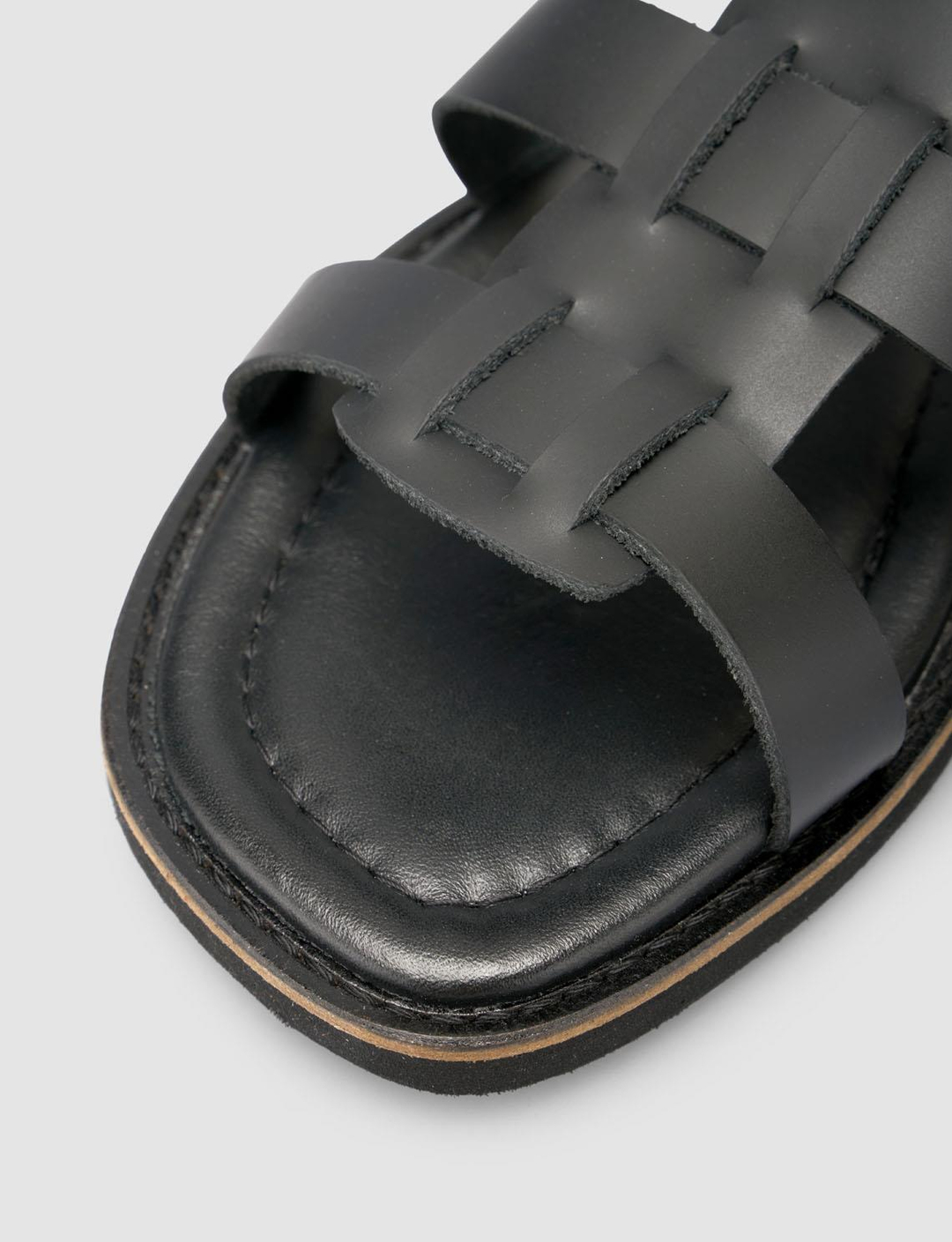 %100 Hakiki Deri Siyah Kadın Sandalet