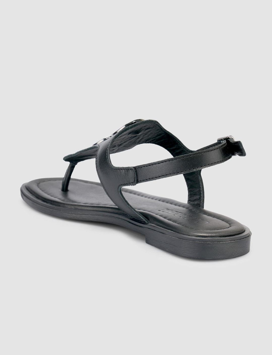 %100 Hakiki Deri Siyah Kadın Sandalet