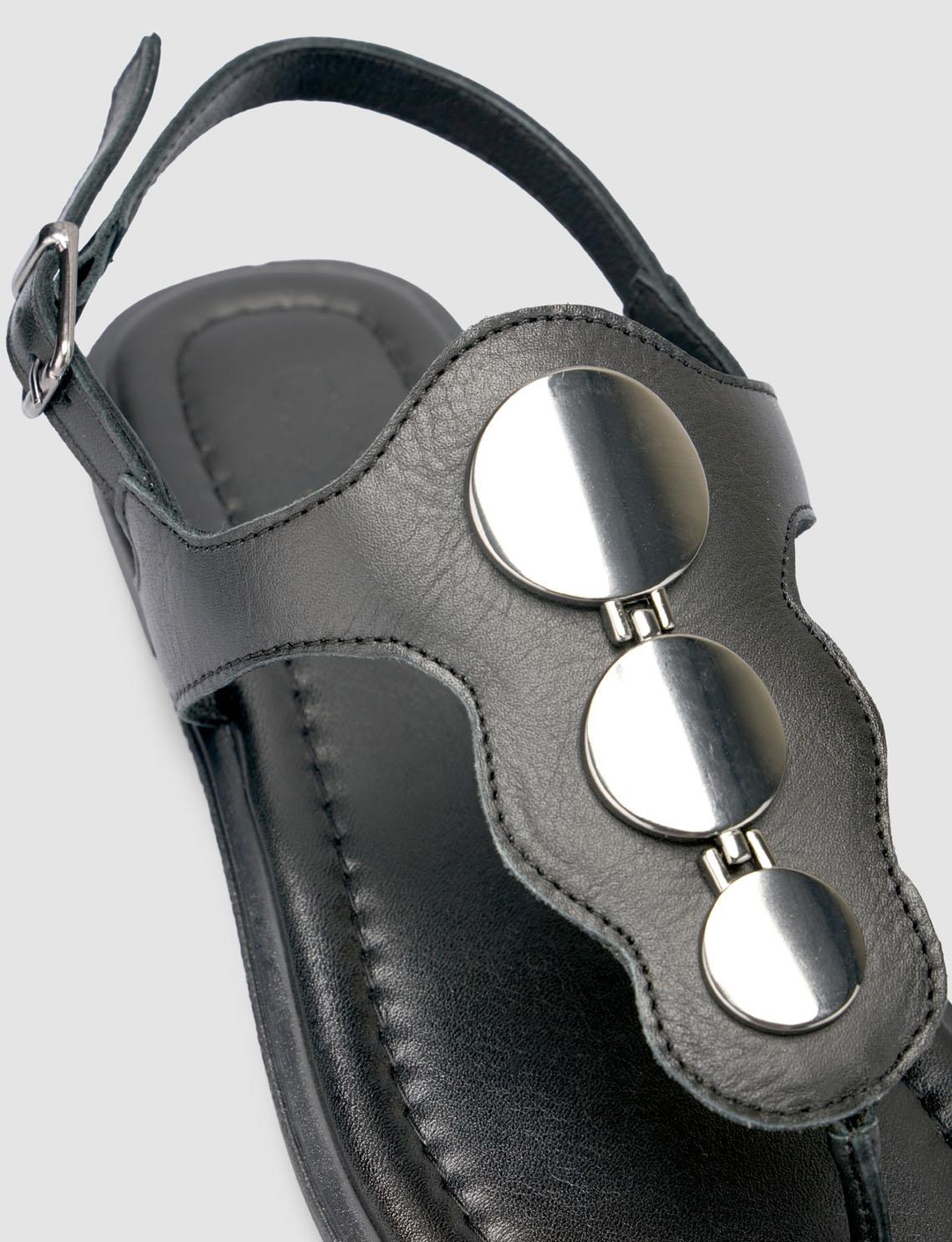 %100 Hakiki Deri Siyah Kadın Sandalet