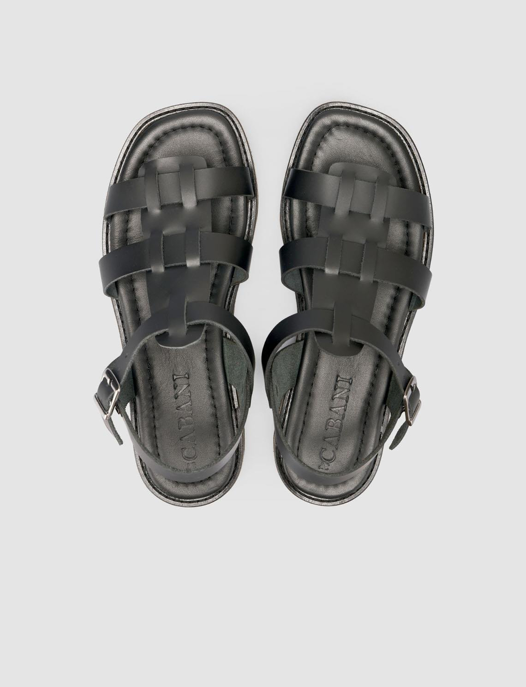 %100 Hakiki Deri Siyah Kadın Sandalet