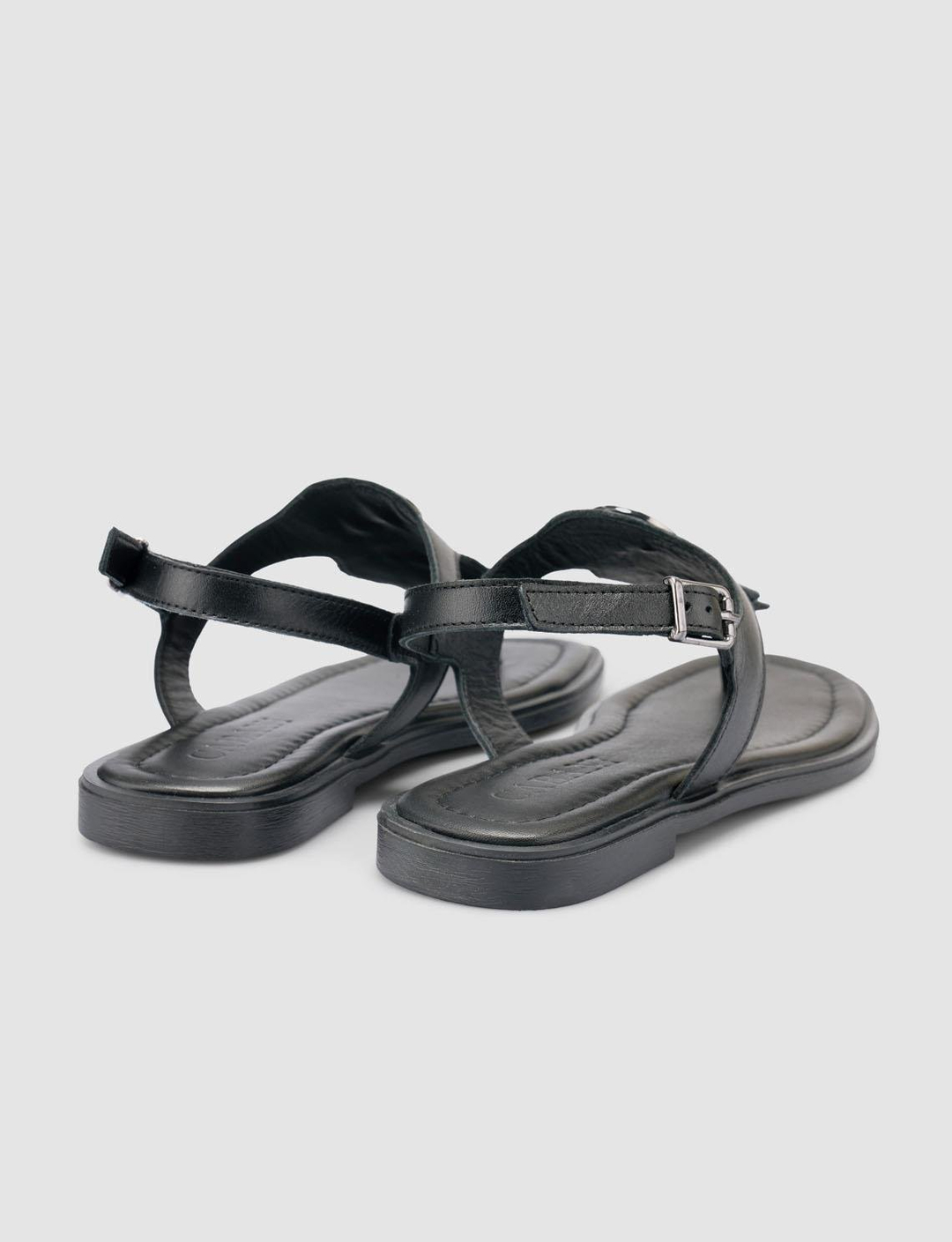 %100 Hakiki Deri Siyah Kadın Sandalet